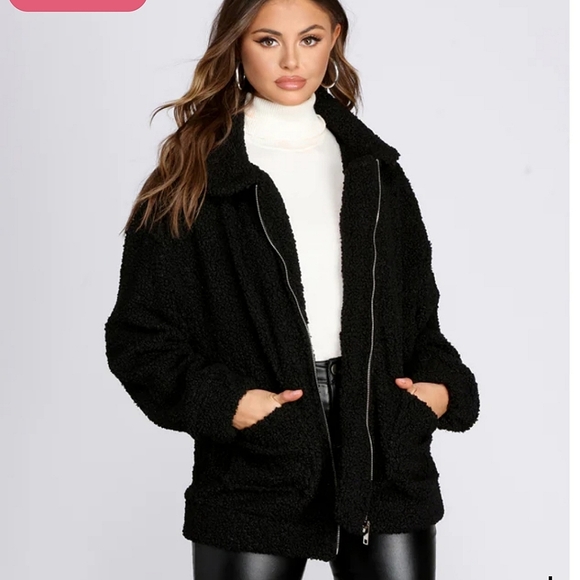 Coats | Windsor Black Teddy Coat | Poshmark